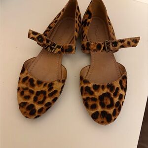 Leopard Print Mary Jane Flats real fur madewell